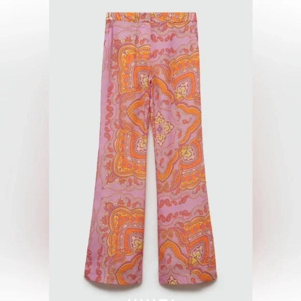 NWT MNG light cotton paisley print pants size 8 - Picture 2 of 8